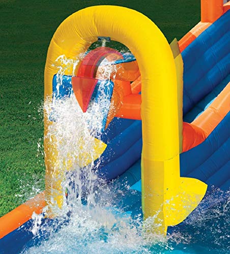BANZAI Plummet Falls Adventure Inflatable Backyard Kids Water Slide and Pool