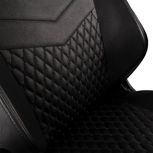 noblechairs Hero Gaming Chair - Office Chair - Desk Chair - Real Leather - 330 lbs - 125° Reclinable - Lumbar Support - Racing Seat Design - Black