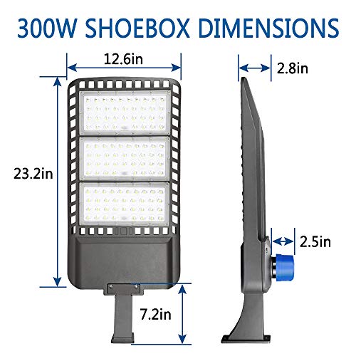 LEDMO 300W LED Parking Lot Lights with Adjustable Arm Mount Dusk-to-Dawn Photocell Sensor, Outdoor Parking Lot Lighting 36000LM, 5000K, PI65 DLC UL Listed