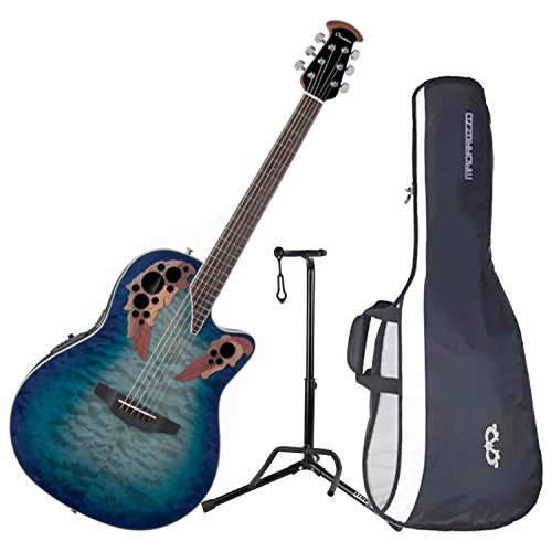 Ovation CE48P-RG Celebrity Elite Plus Super Shallow Regal to Natural Acoustic/Electric Guitar with Gig Bag and Guitar Stand