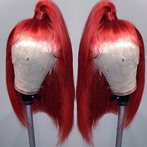 13x6 Pre Plucked Lace Front Wigs Human Hair Red Bob 150% Density Perfectly Pre Plucked Lace Front Orange Bob Wig 12" Short Straight Colored Summer Hairstyles for Women