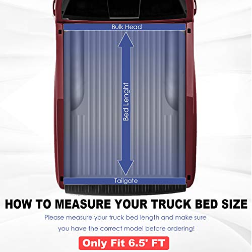 MOSTPLUS Quad 4-Fold 6.5 FT Soft Fold Truck Bed Tonneau Cover For 2009-2014 Ford F150 F-150 Styleside Fourth Fold (Excl Raptor Series) Without Utility Track System