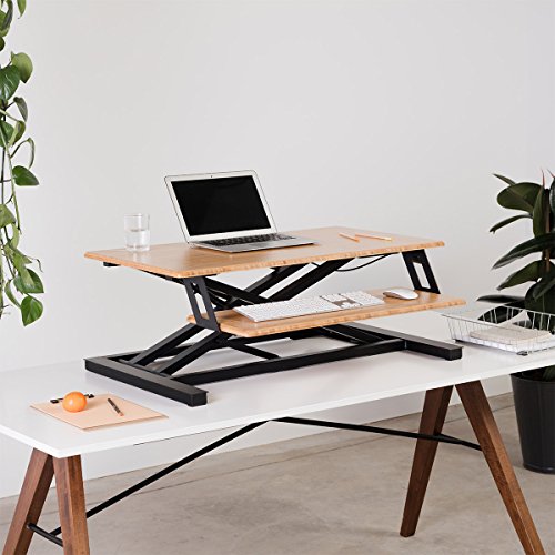 Cooper Standing Desk Converter - 35" Bamboo Height-Adjustable Workspace (Bamboo)