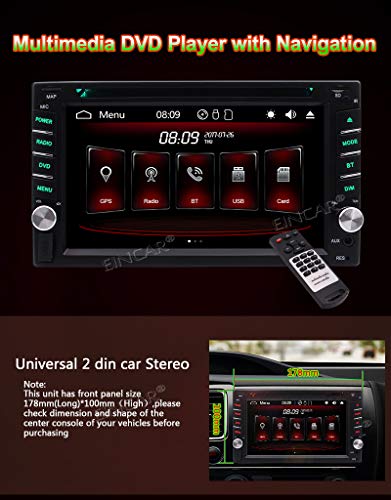 2 Din Car Stereo with Touch Screen Bluetooth Car Radio in Dash Headunit DVD CD Player Double Din Car Radio Receiver with GPS Map Card/Backup Camera/AM FM RDS/Steering Wheel Control/Remote Control/USB