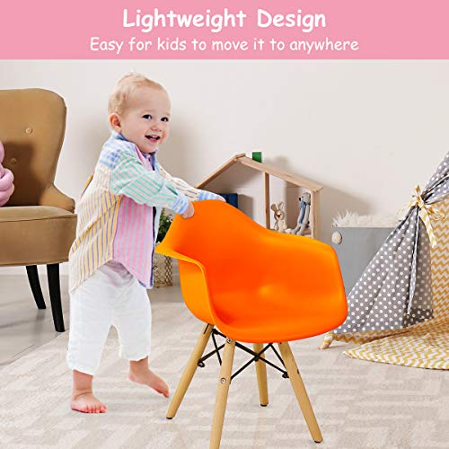 Costzon Kids Mid-Century Modern Style Dining Set (Colorful, Table & 4 Armchairs)