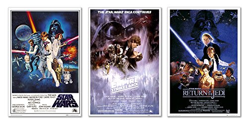 Star Wars Episode IV, V & VI - Framed 3 Piece Movie Poster/Print Set (3 Regular Style Posters) (Size: 24 inches x 36 inches Each)