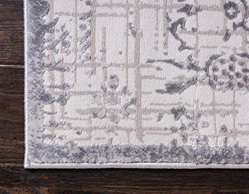 Unique Loom Aberdeen Collection Tone-on-Tone Traditional Textured Vintage Gray Area Rug (8' 0 x 10' 0)