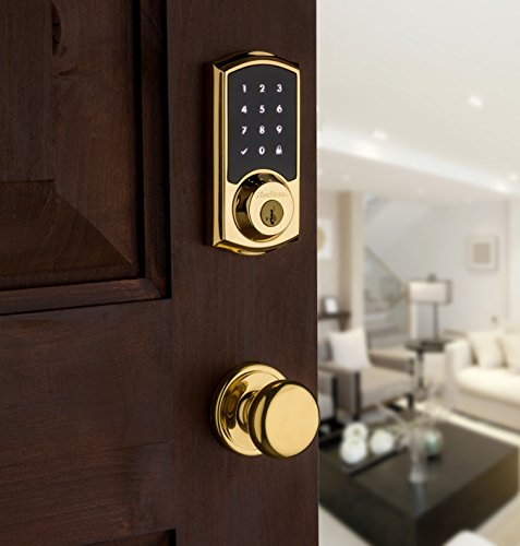 Kwikset 99150-001 SmartCode 915 Touchscreen Electronic UL Deadbolt with Smart Key, Polished Brass