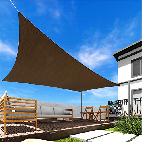 Windscreen4less Sun Shade Sail for Outdoor Patio Backyard UV Block Awning with Steel D-Rings 21ft x 23ft Brown Coffee Rectangle - Custom Size