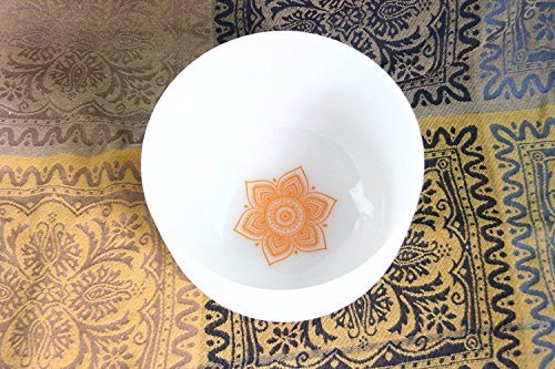 Set of 7 Frosted Quartz Crystal Singing Bowls 8''-12'' CDEFGAB With Chakra Design