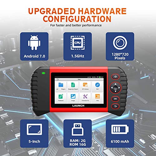 LAUNCH Scan Tool CRP Touch PRO Elite 2021 Newest All System Diagnostic Scanner Tool, 7 Reset Services Oil SAS EBP BMS DPF ABS Bleeding Throttle Adaptation Auto VIN 7.0 Android, One-Click Free Update