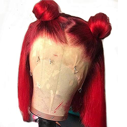 13x6 Pre Plucked Lace Front Wigs Human Hair Red Bob 150% Density Perfectly Pre Plucked Lace Front Orange Bob Wig 12" Short Straight Colored Summer Hairstyles for Women