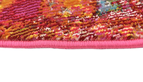 Unique Loom Baracoa Collection Bright Tones Vintage Traditional Round Rug, 8 ft 4 in, Red/Pink