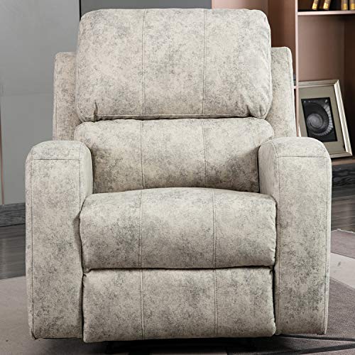 Bonzy Home Power Recliner Chair Air Suede Overstuffed Electric Faux Suede Leather Recliner Chair with USB Charge Port Light Gray
