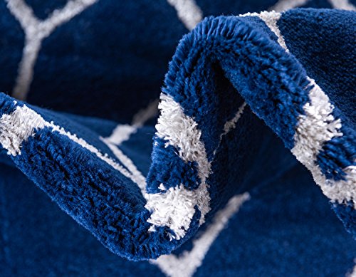 Unique Loom Marilyn Monroe Glam Collection Textured Geometric Trellis Navy Blue Silver Area Rug (8' 0 x 10' 0)