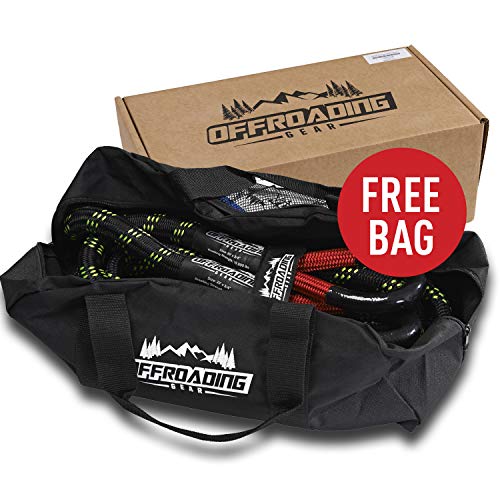 Offroading Gear 20'x 1-1/4" Kinetic Recovery & Tow Rope, Black (52,300 lbs), Better Than Snatch Straps