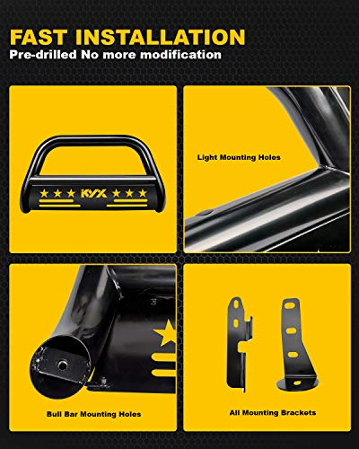KYX Bull Bar for 1999-2006 Chevy Silverado 1500/GMC Sierra 1500, for 2000-2006 Tahoe/Suburban/Yukon/Yukon XL1500, 2002-2006 Avalanche 1500, 3" Brush Push Grille Guard Front Bumper