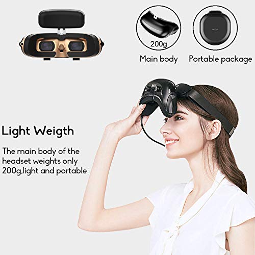 Goovis VR Headset 3D Cinema Headset 3D Viewer 3D Theater Goggles FPV for Dji Drones with Controller Support 4K Blu-ray Player Compatible