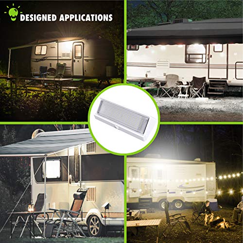 Leisure LED RV Exterior Porch Utility Light with Switch XL 12v 650 Lumen Lighting Fixture. Replacement Lighting for RVs, Trailers, Campers, 5th Wheels White Base Clear Lens (White, 1-Pack)