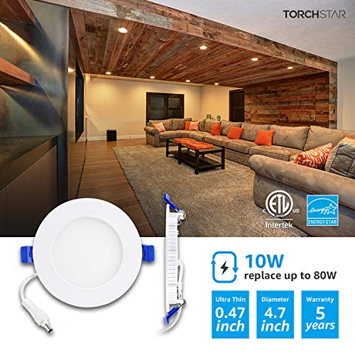 TORCHSTAR Essential Series 16-Pack 10W 4 Inch Recessed Lighting, Dimmable Ultra-Thin Ceiling Light, ETL and Energy Star Listed Can-Killer, 3000K Warm White, 80W Eqv, 5 Years Warranty