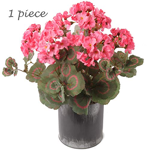 Larksilk Pink Artificial Geranium Flower Bush | Decorative Silk Artificial Plant Perfect for Outdoors or Indoor Décor, 18-Inch Tall, 12-Pack