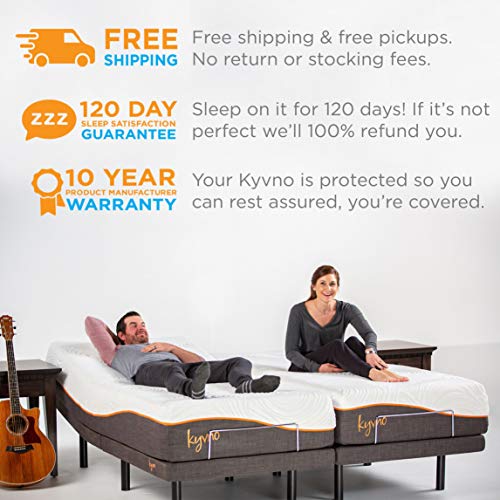 Kyvno 12" Gel-Cooling Premium Memory Foam Mattress Adjustable Bed Frame Combo, Wireless Remote, Zero Gravity, TV/PC Position, Medium Firm, CertiPUR-US Certified (Split King)