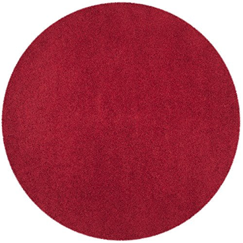Safavieh Laguna Shag Collection SGL303H Red Round Area Rug (6'7" Diameter)