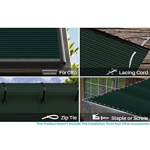 Patio Paradise 8'x80' Sunblock Shade Cloth Roll,Dark Green Fabric 95% UV Resistant