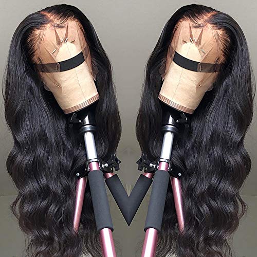 Lace Front Human Hair Wigs for Women Pre Plucked Hairline 150% Denisty Brazilian Body Wave Lace Front Wigs with Baby Hair Natural Color (24Inch)