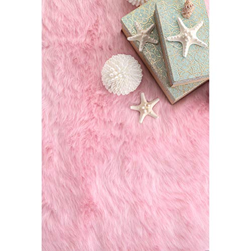 nuLOOM Cloud Faux Sheepskin Soft & Plush Shag Rug, 7' 6" x 9' 6", Pink