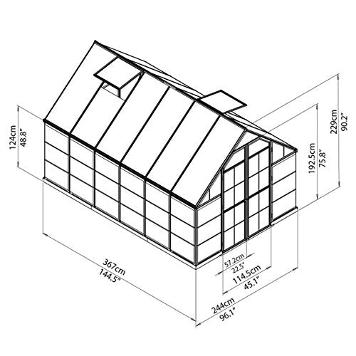Palram Balance Hobby Greenhouse, 8' x 20', Green