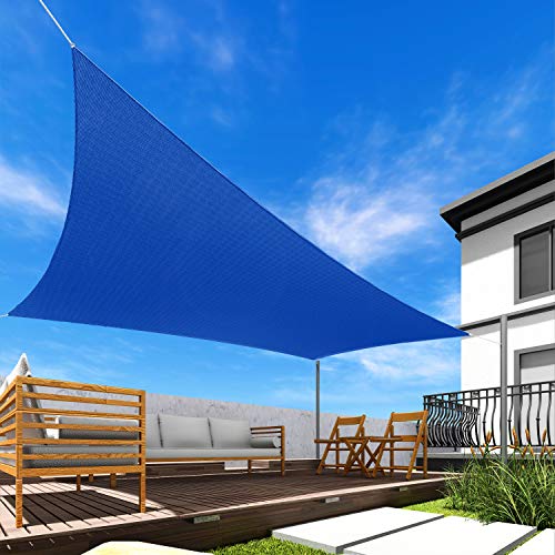 Windscreen4less 14' x 23' Rectangle Sun Shade Sail - Solid Blue Durable UV Shelter Canopy for Patio Outdoor Backyard - Custom Size