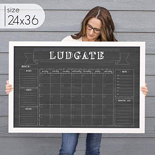 Large Wall Calendar, Command Center 36x24, Family Calendar, Dry-erase calendar, chalkboard dry erase calendar, reusable, framed perpetual calendar, 2018