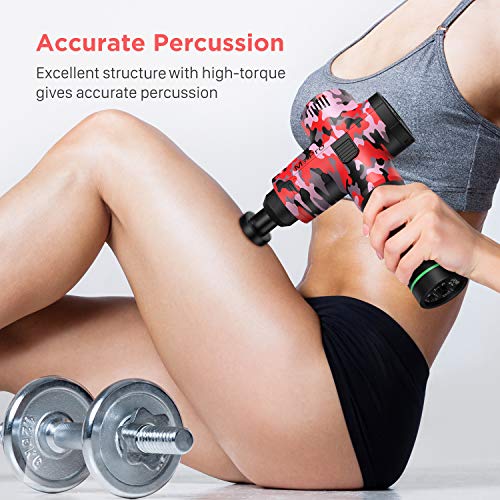 Massage Gun Muscle Neck Back Massager Deep Tissue Percussion Handheld Shoulder Massager Super Quiet Brushless Motor, opove M3 Pro Camouflage Red