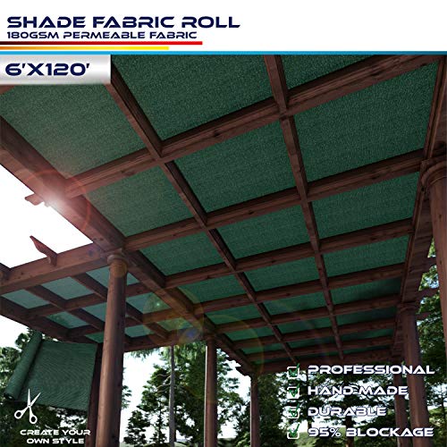 Windscreen4less Dark Green Sunblock Shade Cloth,95% UV Block Shade Fabric Roll 6ft x 120ft