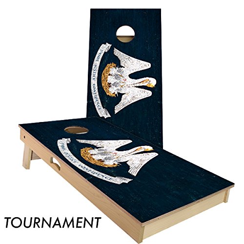 Rustic State Flag 4 by 2 feet Regulation Size Cornhole Boards Sets; 100% USA Made | Slick Woody's Cornhole Company (Full Color Louisiana)