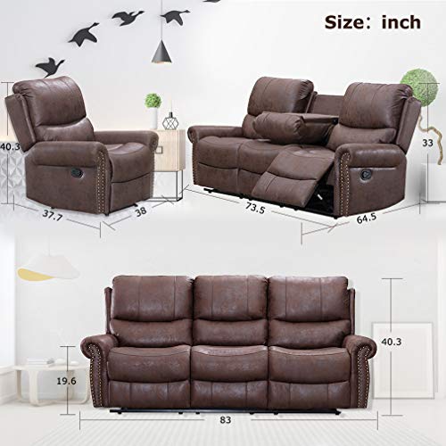 Recliner Sofa For Living Room Set Couch Palomino Fabric Loveseat 3 Seater Home Theater Manual Motion Home Furniture