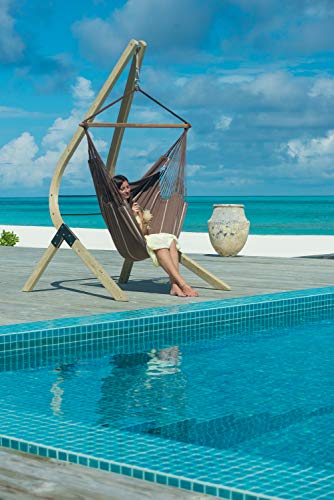 LA SIESTA Habana Nougat - Organic Cotton Kingsize Hammock Chair with Vela Sustainable Wood Stand