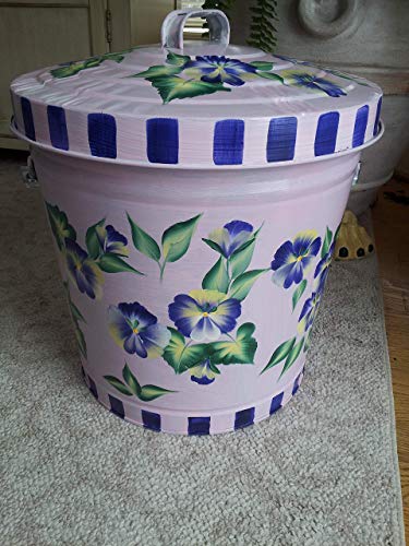 10 Gallon Hand Painted Decorative Trash Can Garbage Can