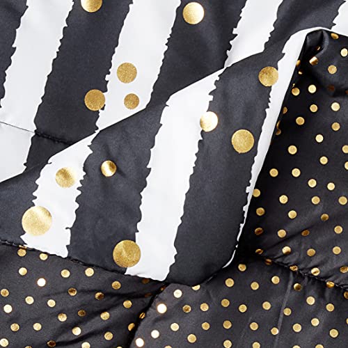 Latitude Gold Glitter Stripe Bed in A Bag, Queen, White/Black