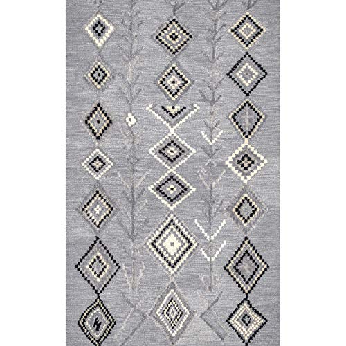 nuLOOM Belini Hand Tufted Wool Area Rug, 4' x 6', Dark Grey