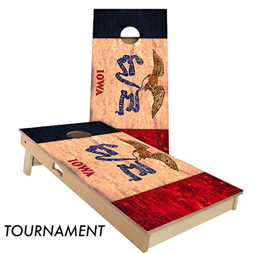 Rustic State Flag 4 by 2 feet Regulation Size Cornhole Boards Sets; 100% USA Made | Slick Woody's Cornhole Company (Full Color Iowa)