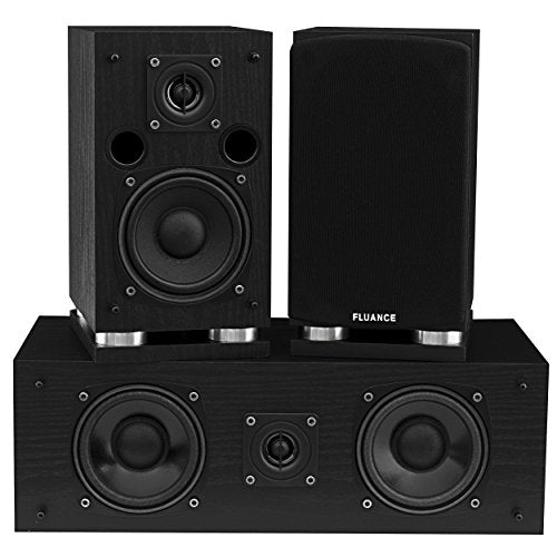 Fluance Elite Series Surround Sound Home Theater Speaker 5.1 Channel Including 3-Way Floorstanding, Center Channel & DB10 Subwoofer Black Ash