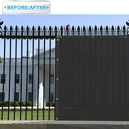 Patio Paradise 6' x 72' Black Fence Privacy Screen, Commercial Outdoor Backyard Shade Windscreen Mesh Fabric with Brass Gromment 88% Blockage- 3 Years Warranty (Customized