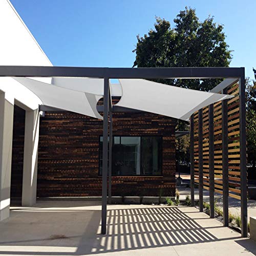 Windscreen4less Terylene Waterproof Sun Shade Sail UV Blocker Rectangle Sunshade Patio Canopy Sail 9' x 24' in Color Light Grey Included Free Pad Eyes 260GSM - Customized Sizes