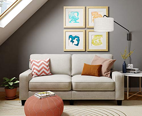 Serta Palisades Upholstered Sofas for Living Room Modern Design Couch, Straight Arms, Soft Fabric Upholstery, Tool-Free Assembly, 73", Light Gray