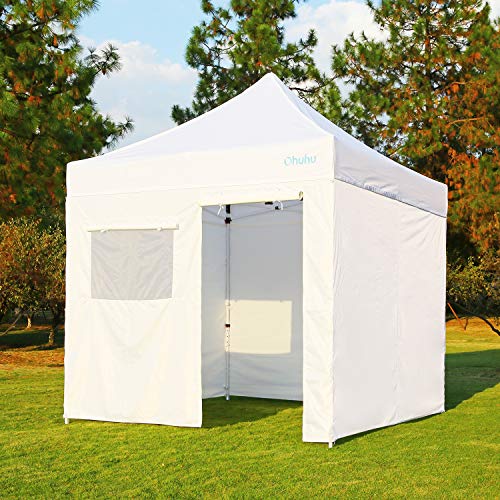 Ohuhu Sturdy 10 x 10 FT Pop-up Canopy Tent with Reinforced Metal Frame, 4 Removable Zipper End Side Walls & Wheeled Carrying Bag, Bonus 4 Weight Bag