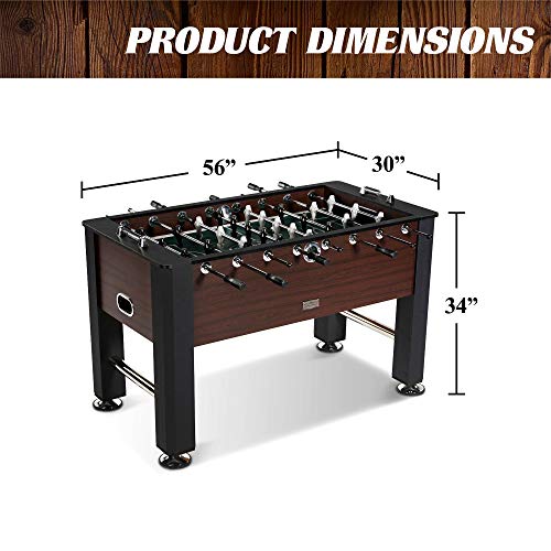 Barrington 56 Inch Premium Furniture Foosball Table, Soccer Table, Sturdy Leg Construction, Includes 2 Balls, Black/Brown