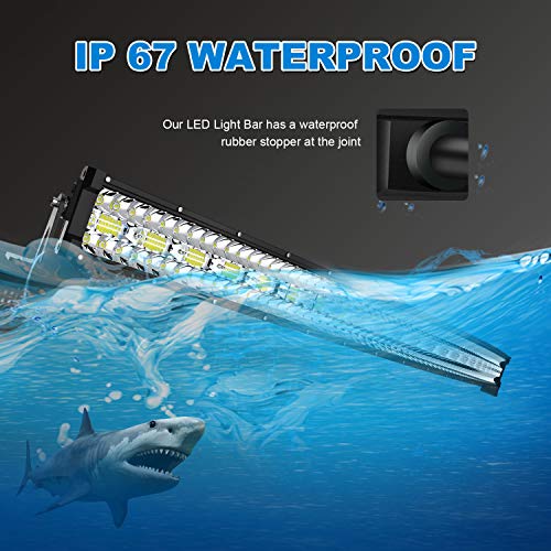 Led Light Bar T-Former 50Inch 936W+ 22Inch 390W Curved Triple Row Combo LED Light Bars Kit + 4Pcs 4in Offroad Driving Fog Lights W/Rocker Switch Wiring Harness Kit for Jeep Tucks Polaris Boats