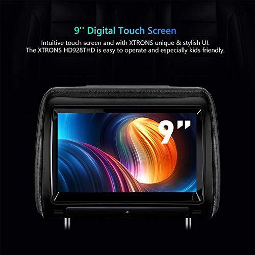 XTRONS 2 x 9in Pair Car Headrest DVD Player HD Digital Adjustable Touch Screen 1080P Video Auto Games HDMI New Version IR Headphones